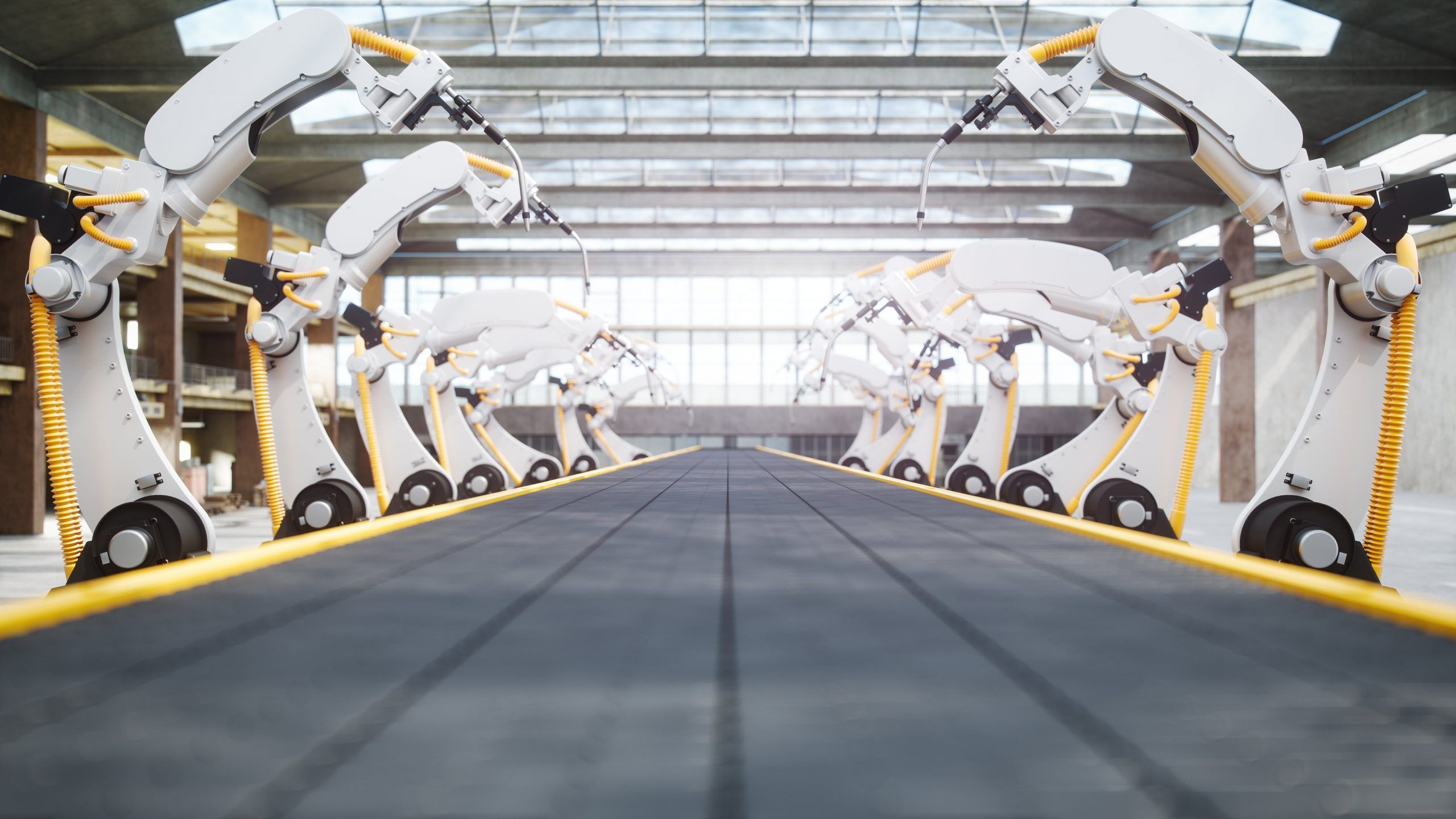 A manufacturing production line, operated by robotics.