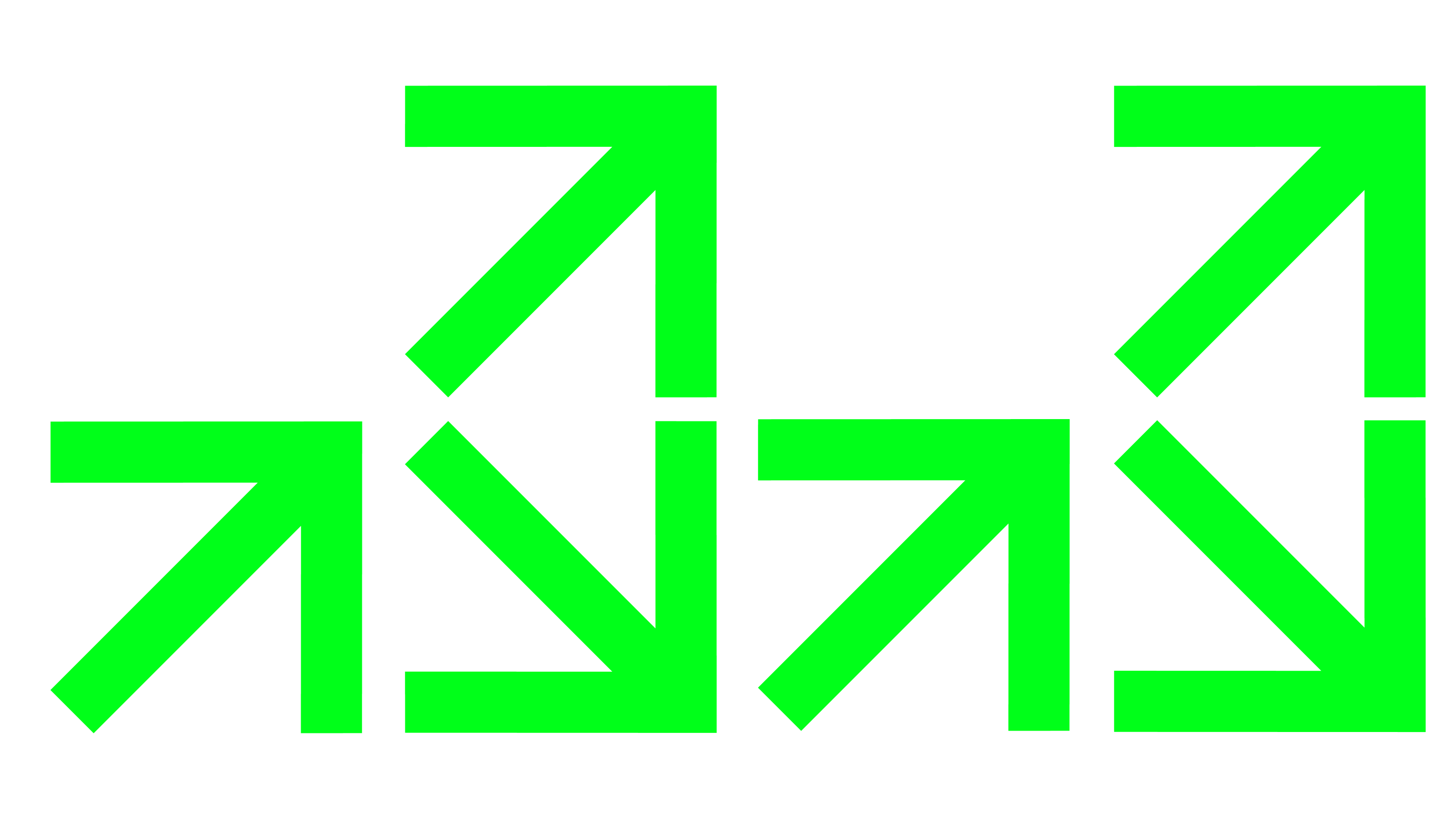 Neon green arrows on a white background
