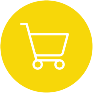 yellow circle with shopping cart inside