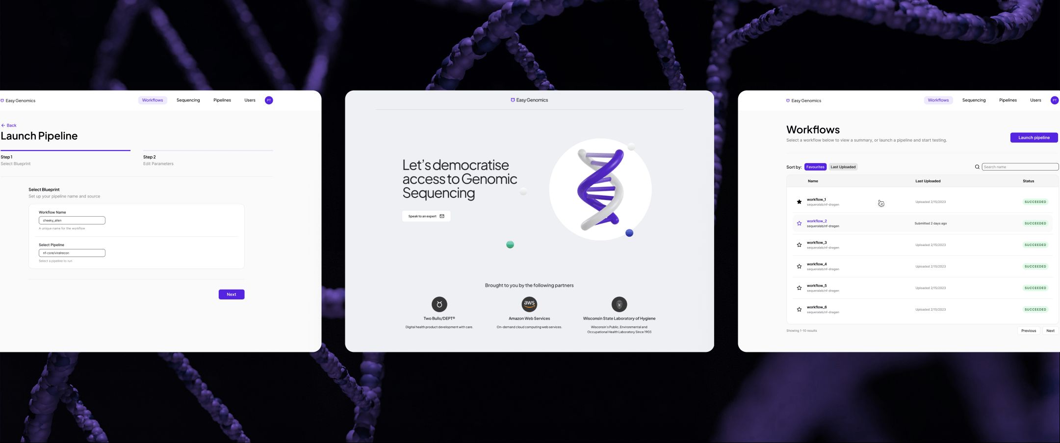 Easy Genomics platfomr ui