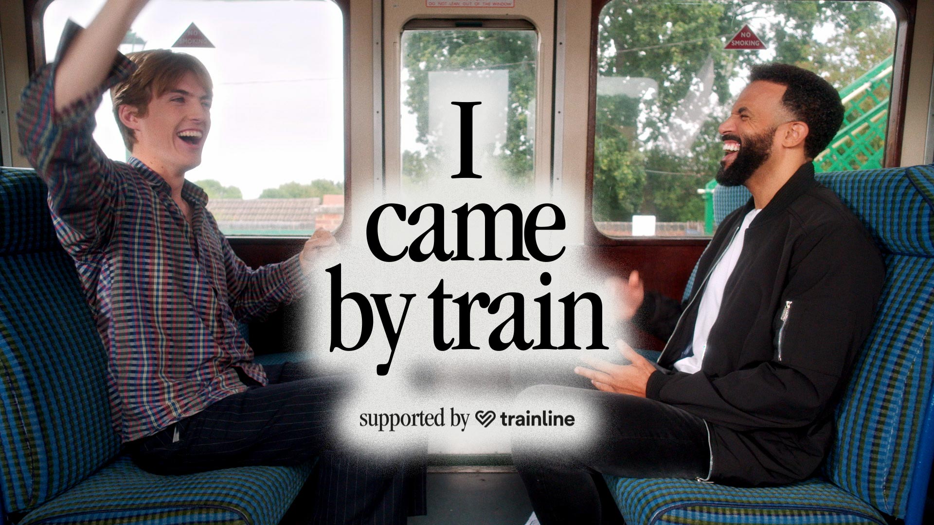 Trainline hero image - Francis Bourgeois and Craig David on a train