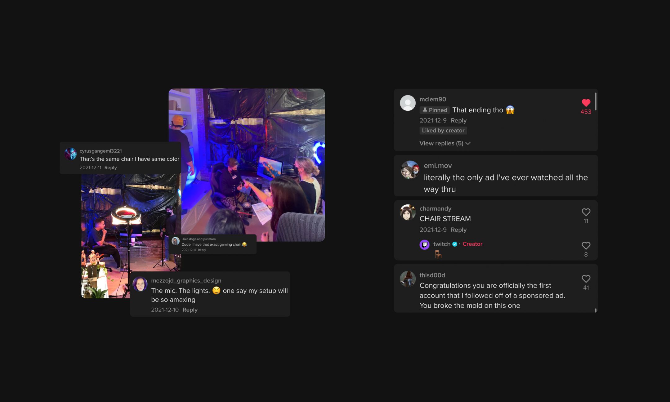 Gamers commented their love for our work with Twitch on their first TikTok.
