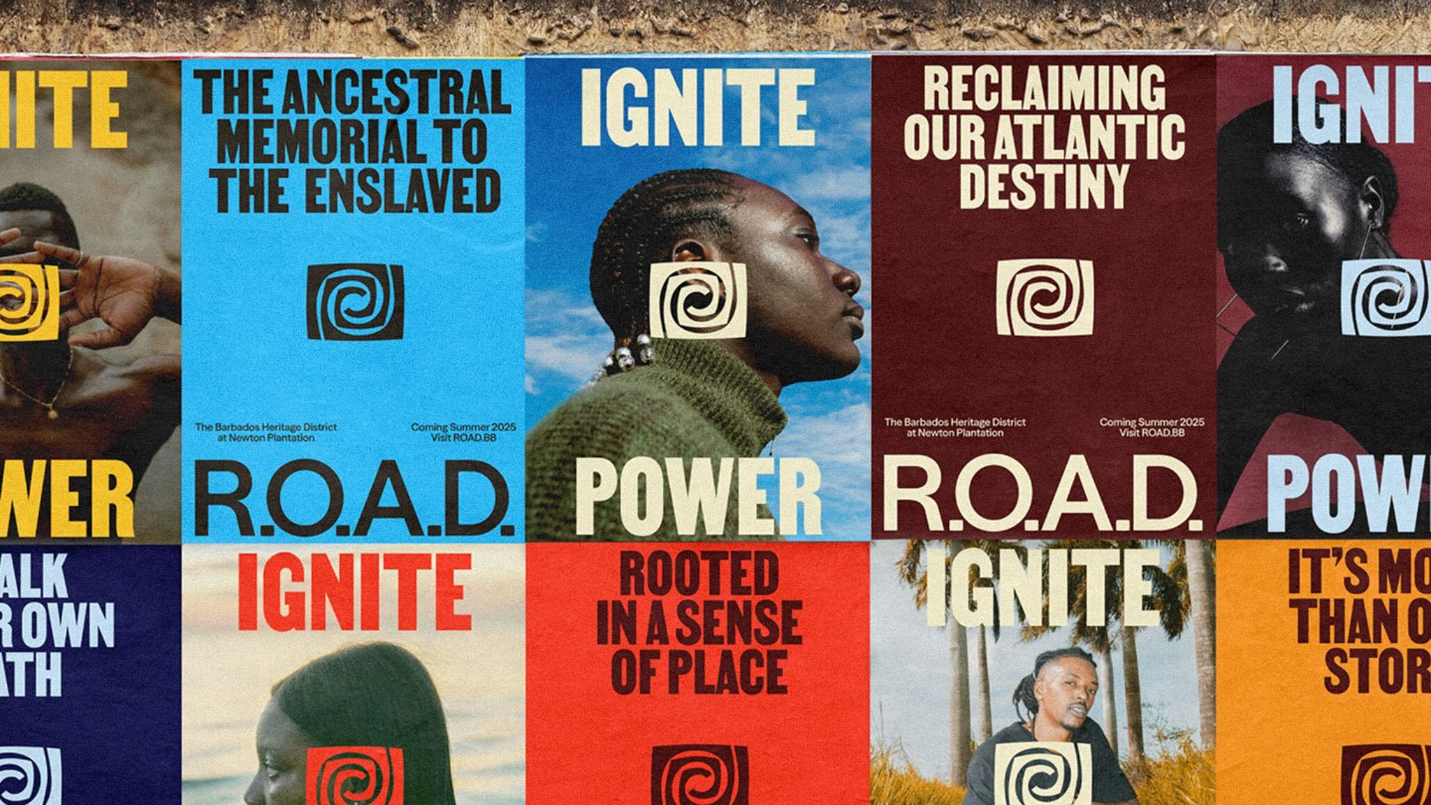 Flyposting wall covered with Road to Barbados posters